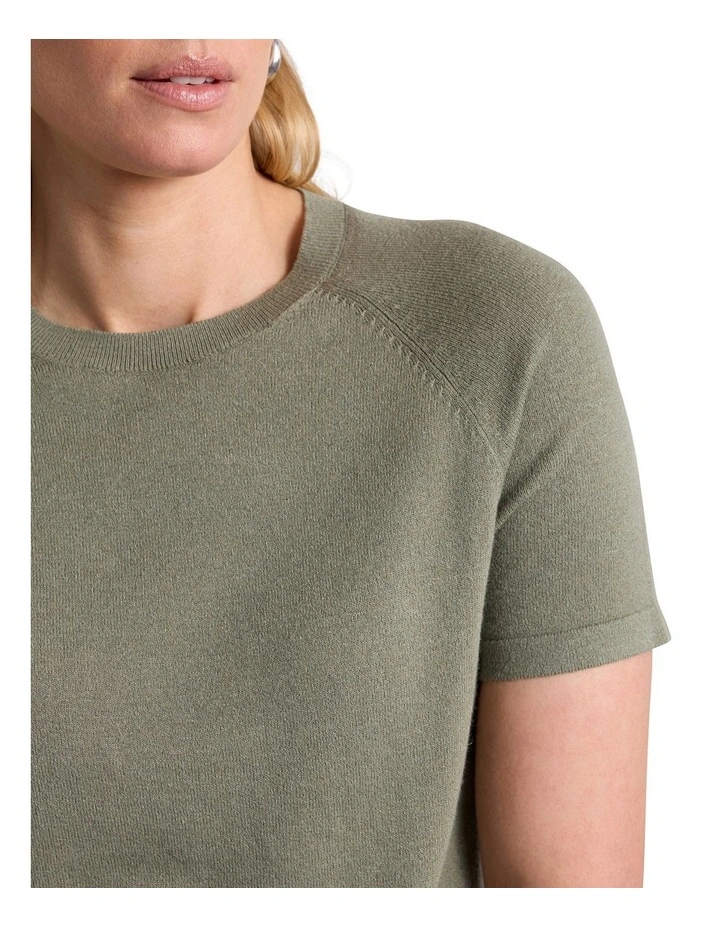 Audrie Linen Blend Knit in Oregano Green image 3