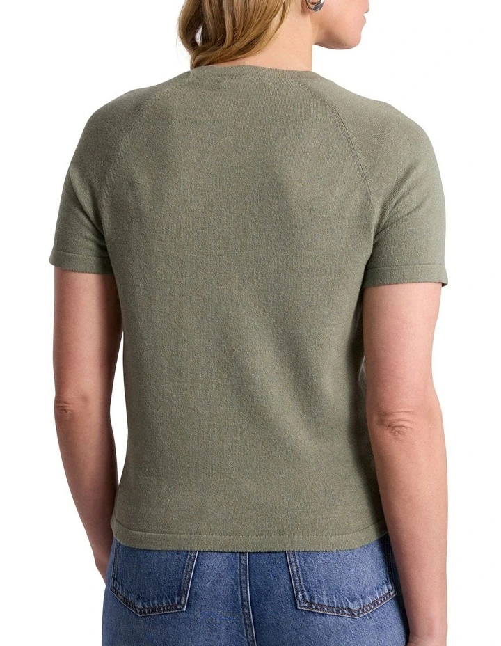 Audrie Linen Blend Knit in Oregano Green image 4