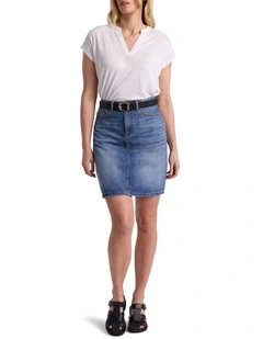 Goldie Denim Mini Skirt in Mid Wash