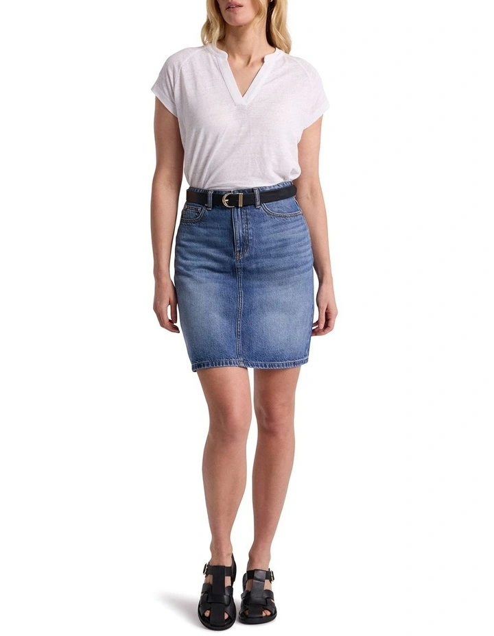 Goldie Denim Mini Skirt in Mid Wash image 1