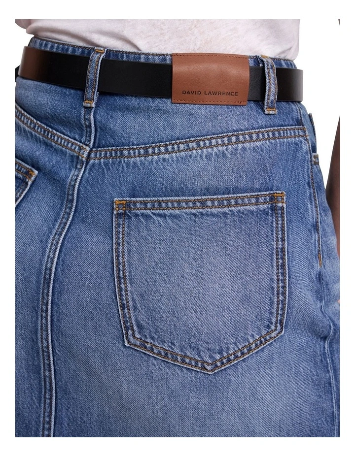 Goldie Denim Mini Skirt in Mid Wash image 4