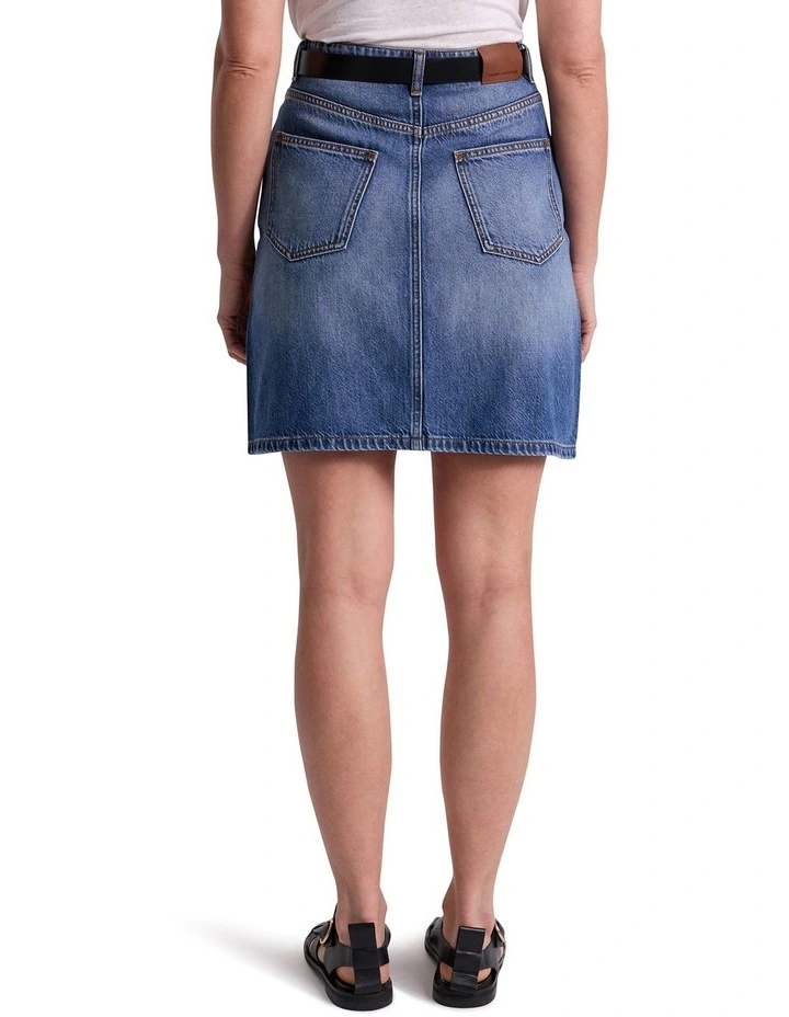 Goldie Denim Mini Skirt in Mid Wash image 5