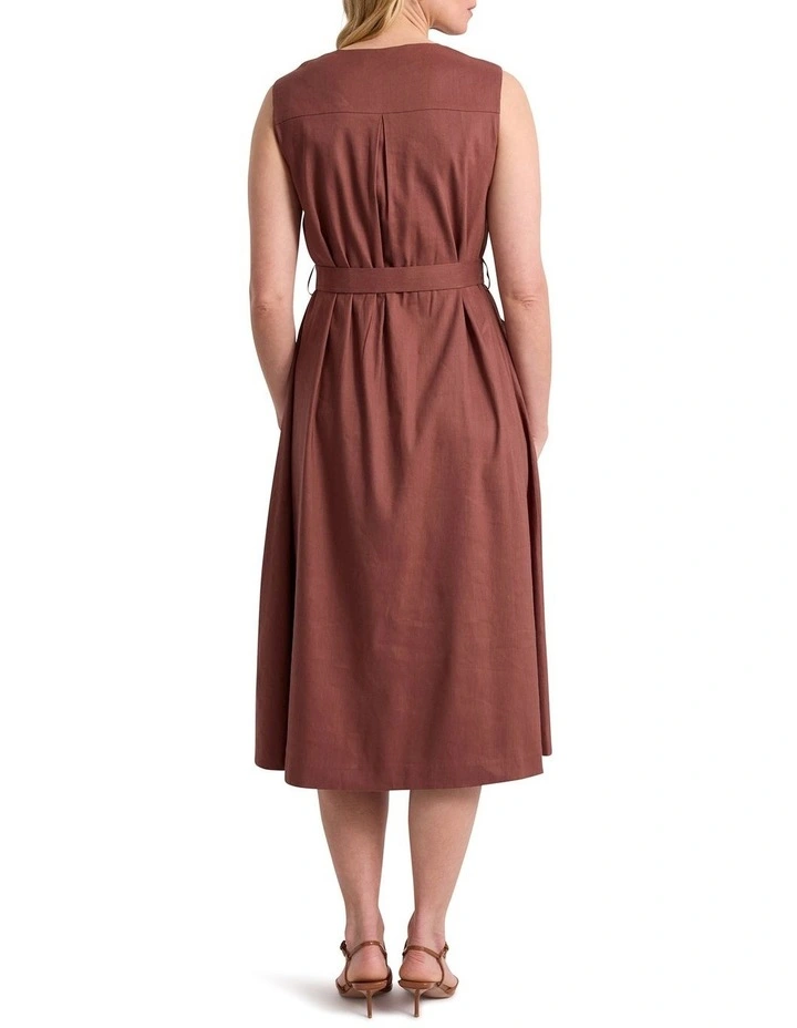 Sandie Stretch Linen Dress in Terracotta image 5
