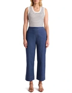 Noa Chambray Wide Leg Pant in Mid Wash