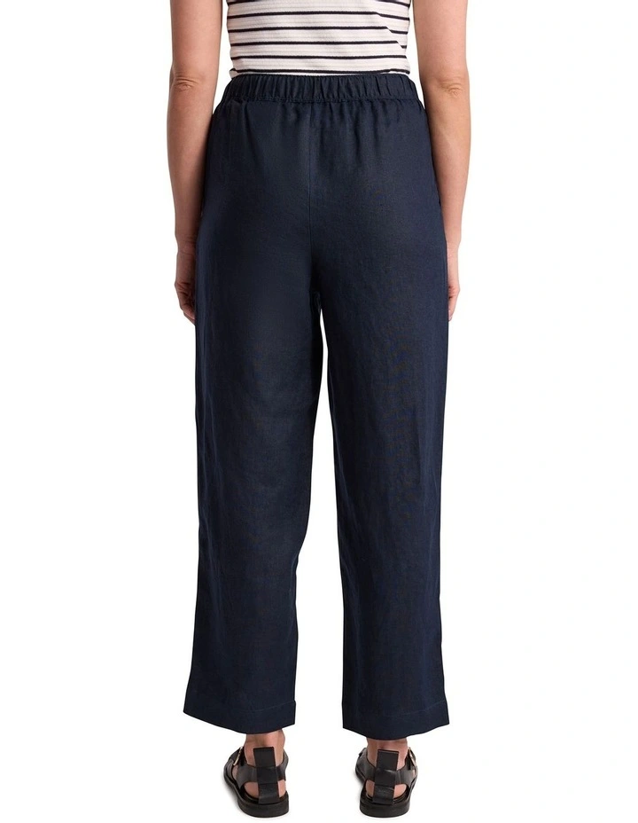 Prue Tapered Linen Pant in Navy image 4