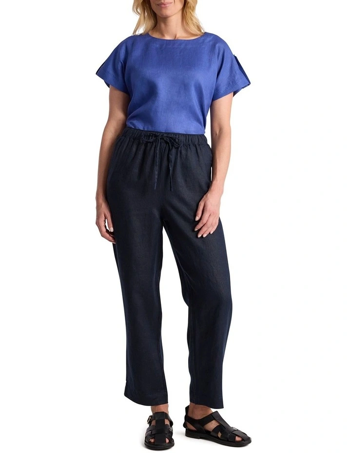 Melinda Linen Mix Tee in Sapphire Blue image 2