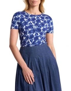 Evelyn Bamboo Tee in Blue