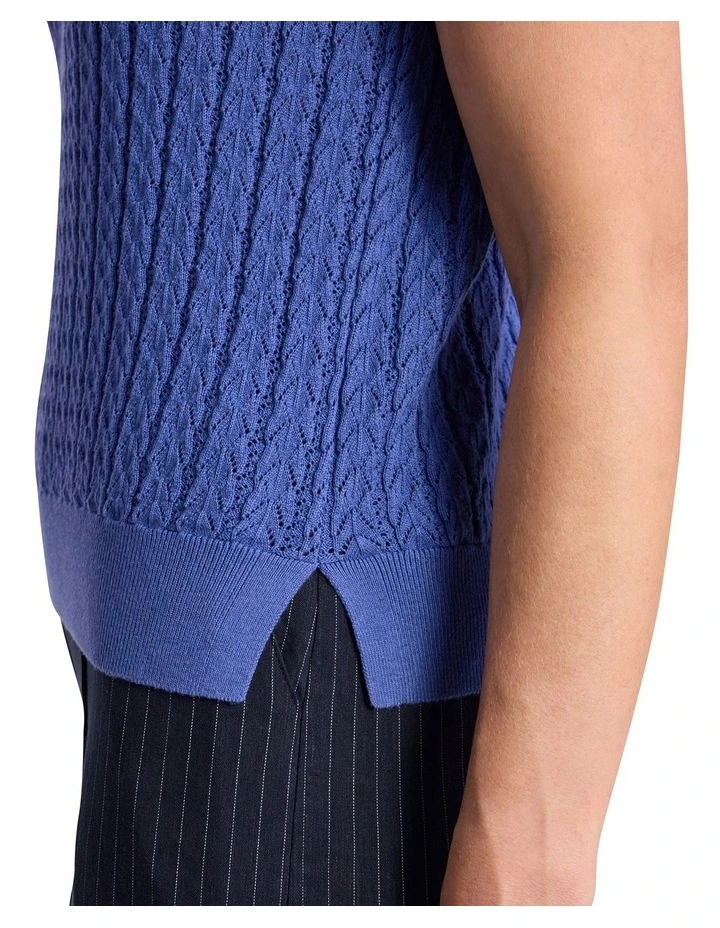 Chantilly Sleeveless Knit Polo in Sapphire Blue image 4