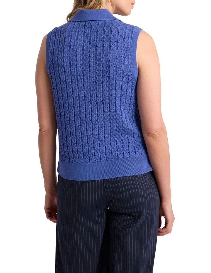 Chantilly Sleeveless Knit Polo in Sapphire Blue image 5