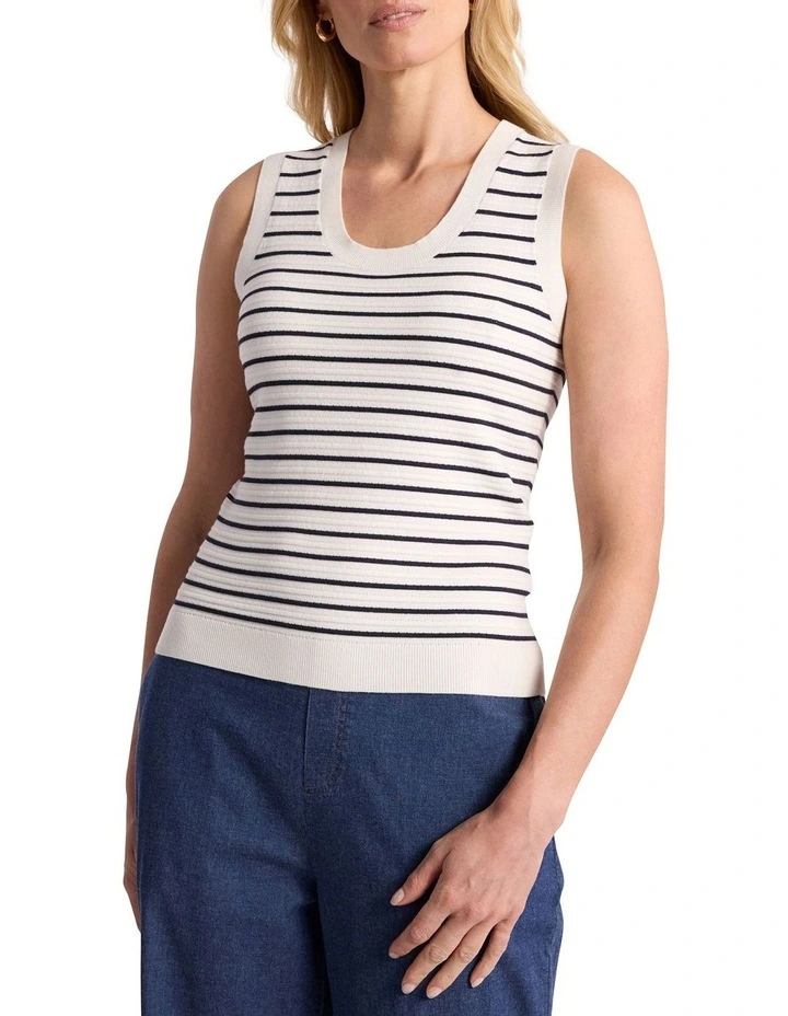 Novelie Knit Tank in Navy Stripe image 1