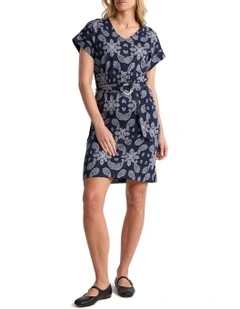 Maisha Cotton Dress in Navy Multi