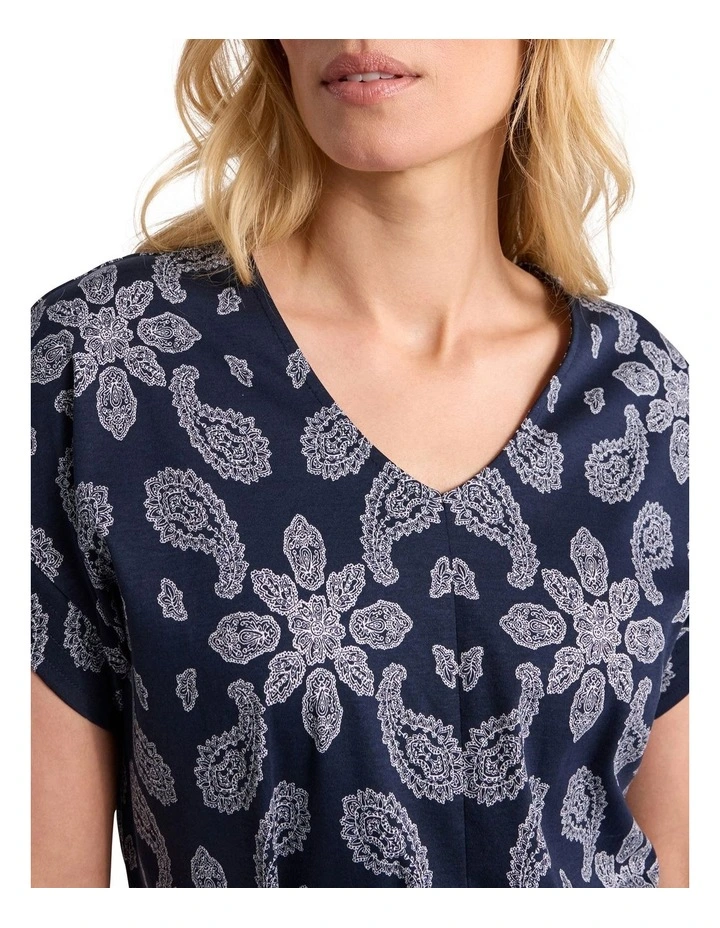 Maisha Cotton Dress in Navy Multi image 3