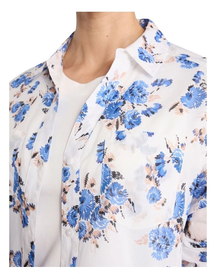 Fran Cotton Shirt in Ivory Multi image 3