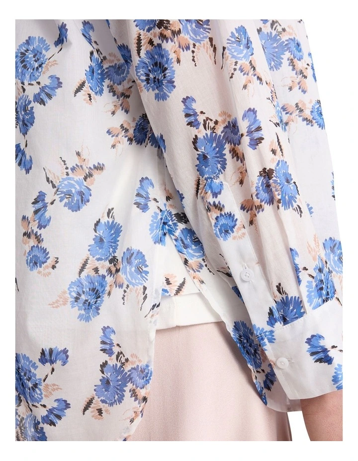 Fran Cotton Shirt in Ivory Multi image 4