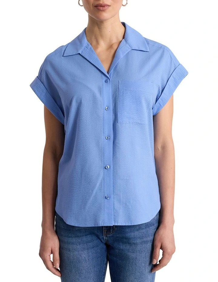 Kendra Cotton Shirt in Moonstone Blue image 1