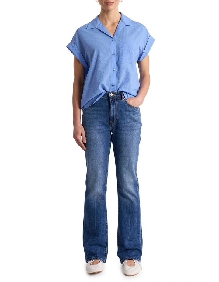 Kendra Cotton Shirt in Moonstone Blue image 2