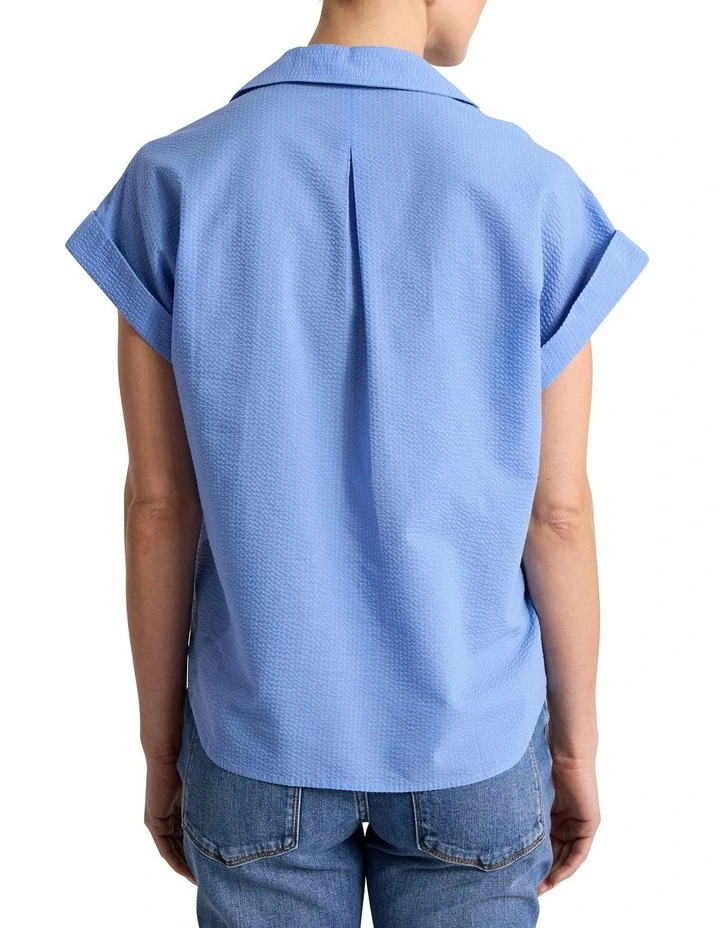 Kendra Cotton Shirt in Moonstone Blue image 5