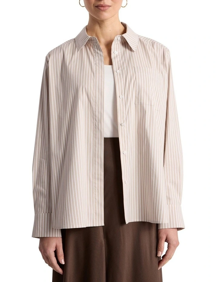Latisha Cotton Shirt in Stone Stripe image 1