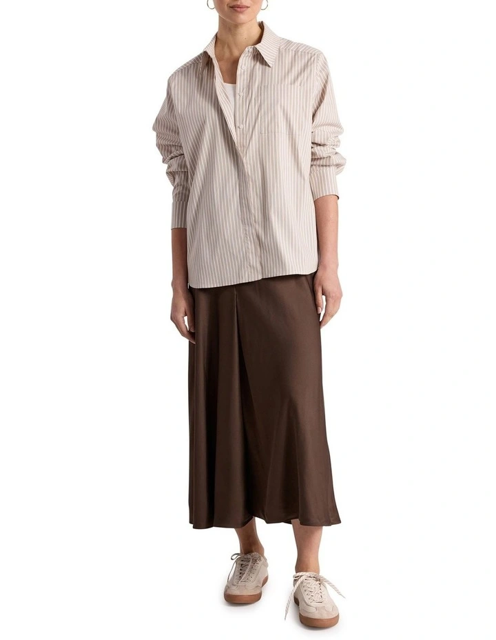 Latisha Cotton Shirt in Stone Stripe image 2