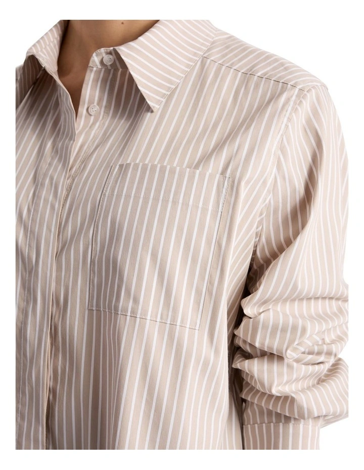 Latisha Cotton Shirt in Stone Stripe image 3
