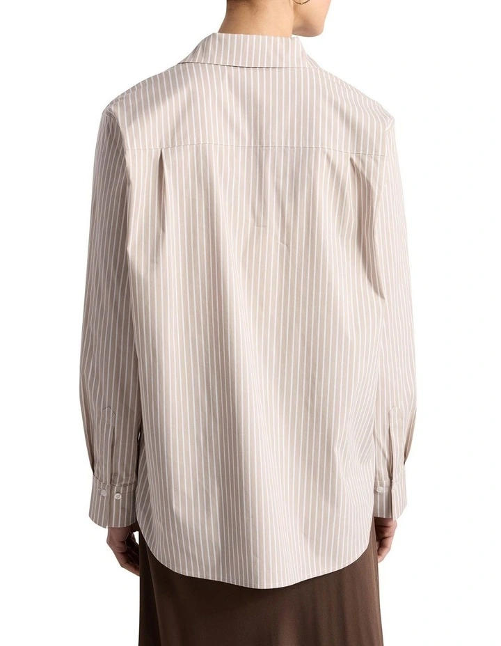 Latisha Cotton Shirt in Stone Stripe image 4