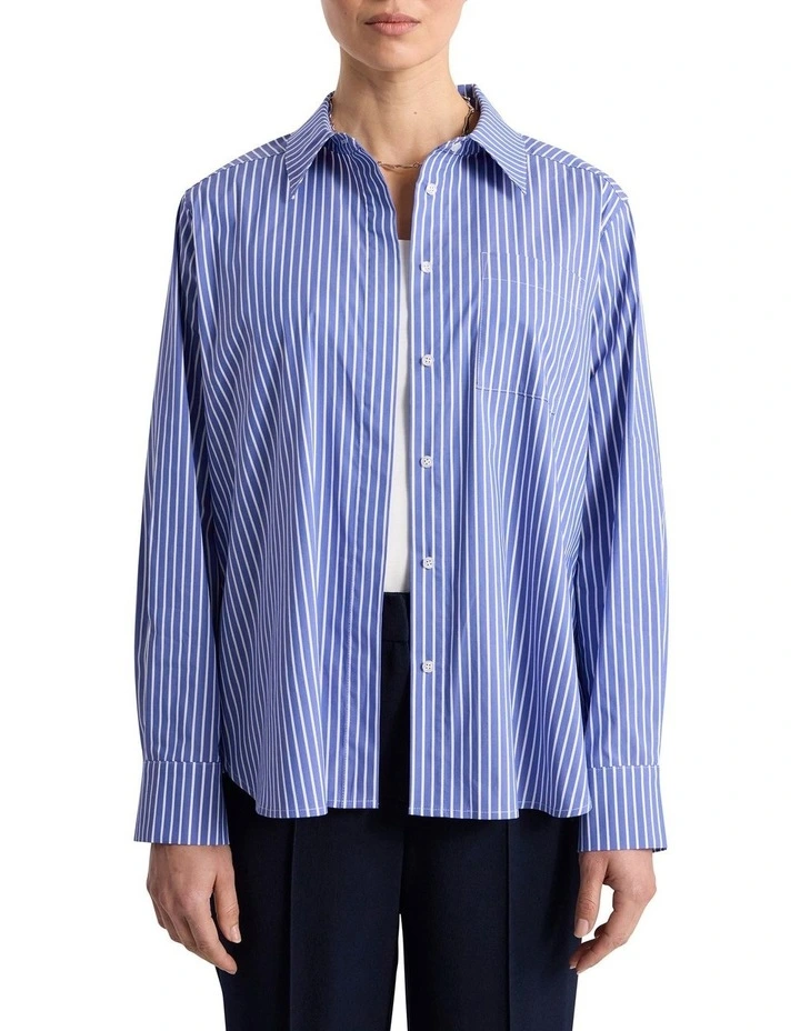 Latisha Cotton Shirt in Blue Stripe image 1