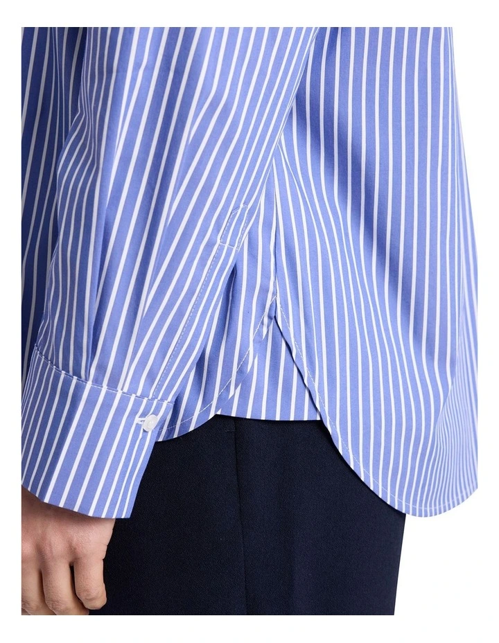 Latisha Cotton Shirt in Blue Stripe image 3