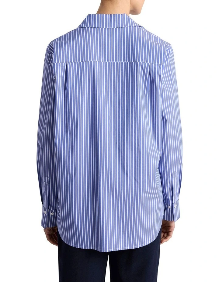 Latisha Cotton Shirt in Blue Stripe image 4