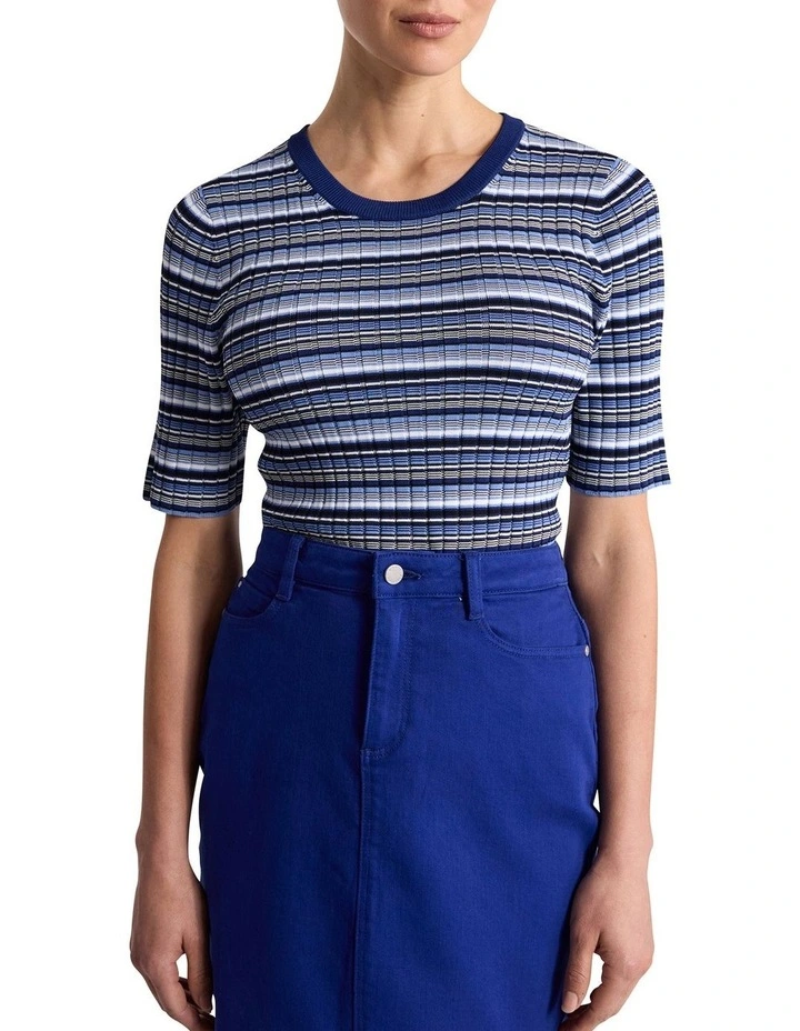 Maybelle Knit Tee in Blue Stripe image 1