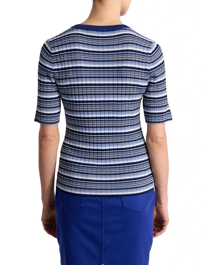 Maybelle Knit Tee in Blue Stripe image 4