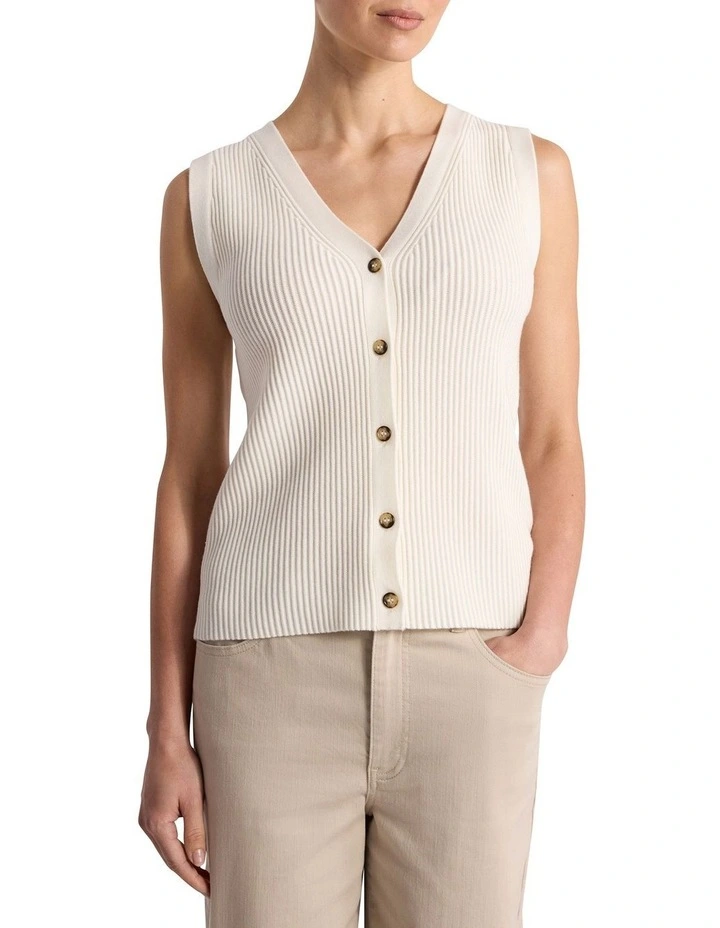 Tatyana Merino Knit Vest in Ivory image 1