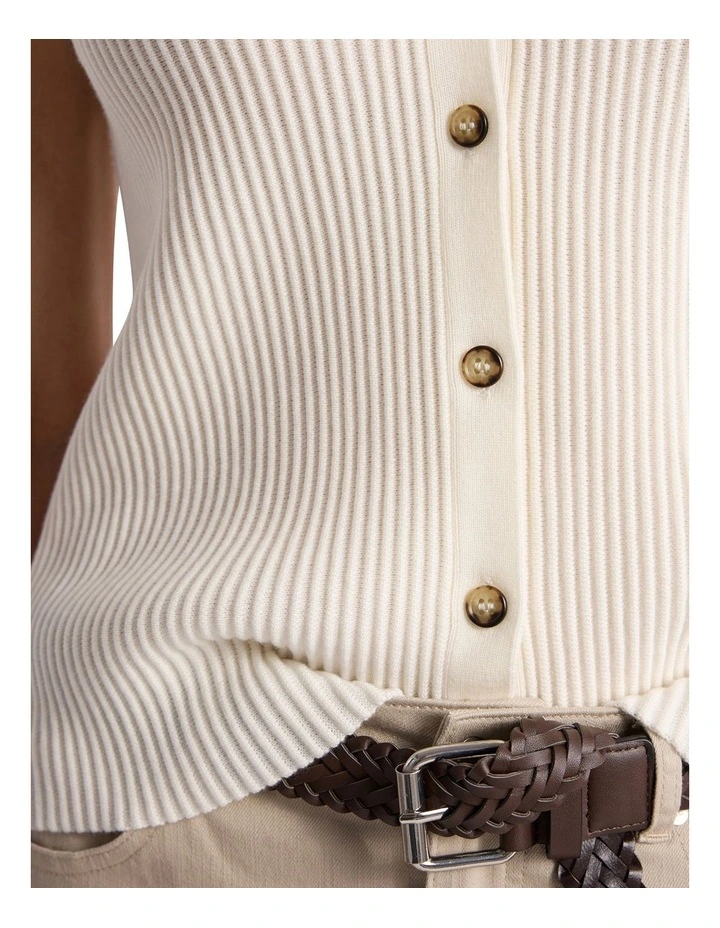 Tatyana Merino Knit Vest in Ivory image 3