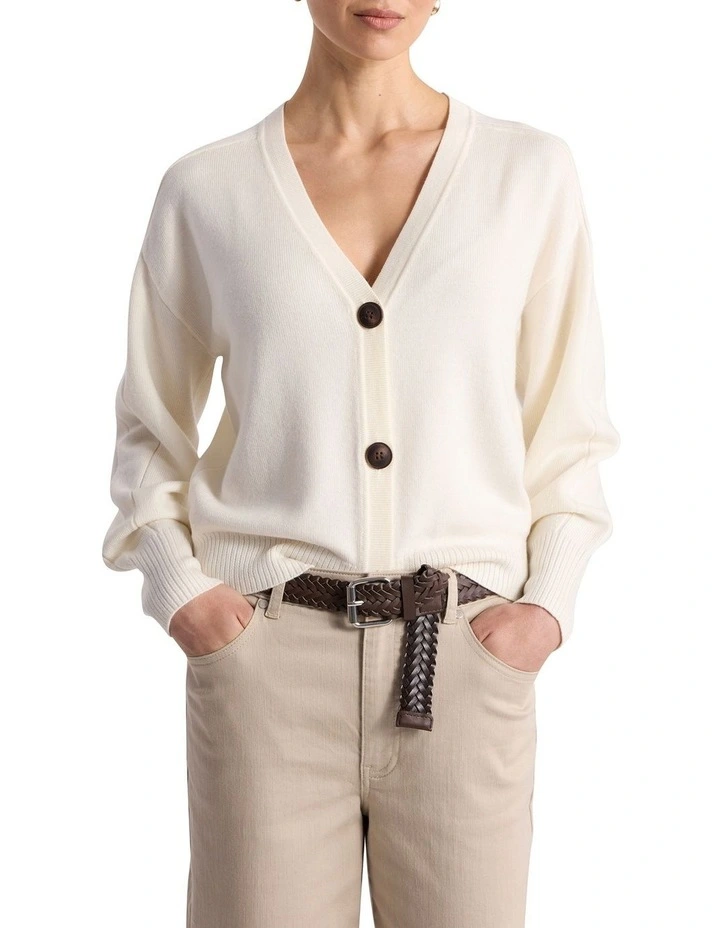 Carista Merino Cardigan in Ivory image 3