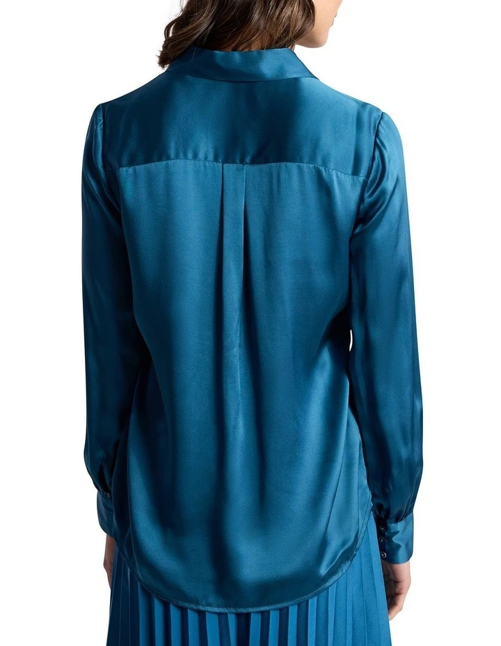 Archibald Silk Shirt in Prussian Blue image 4