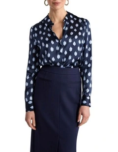 Maika Silk Shirt in Navy Multi