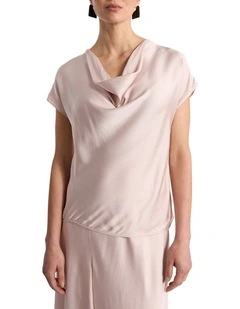 Orlando Cowl Neck Top in Persica Pink