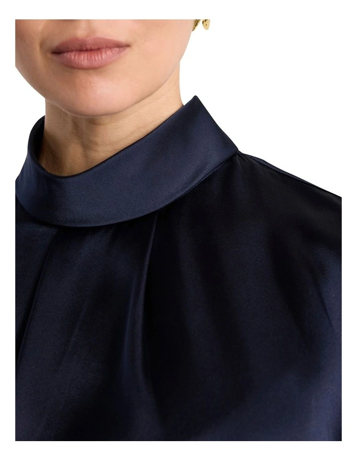 Rikki Silk Top in Navy image 3