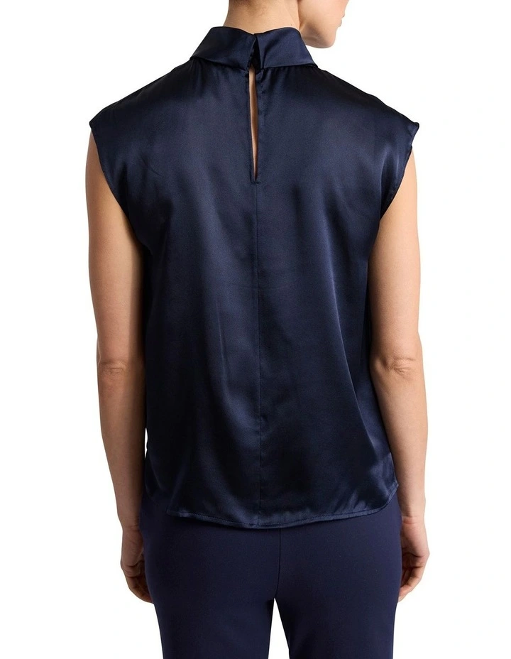 Rikki Silk Top in Navy image 4