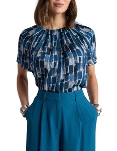 Gwendolyn Viscose Top in Teal Multi