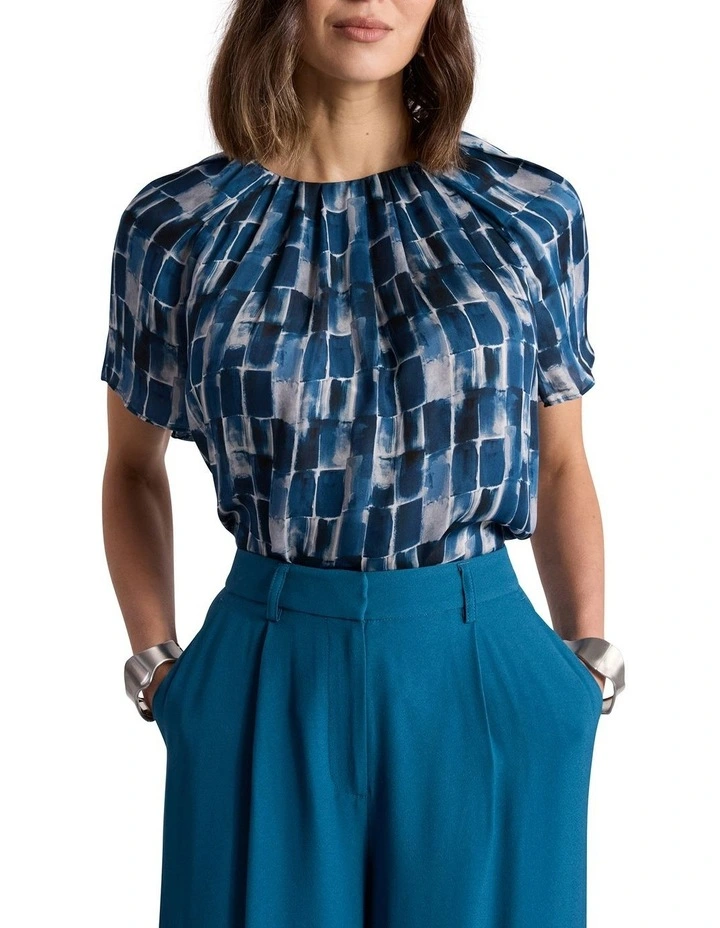 Gwendolyn Viscose Top in Teal Multi image 1