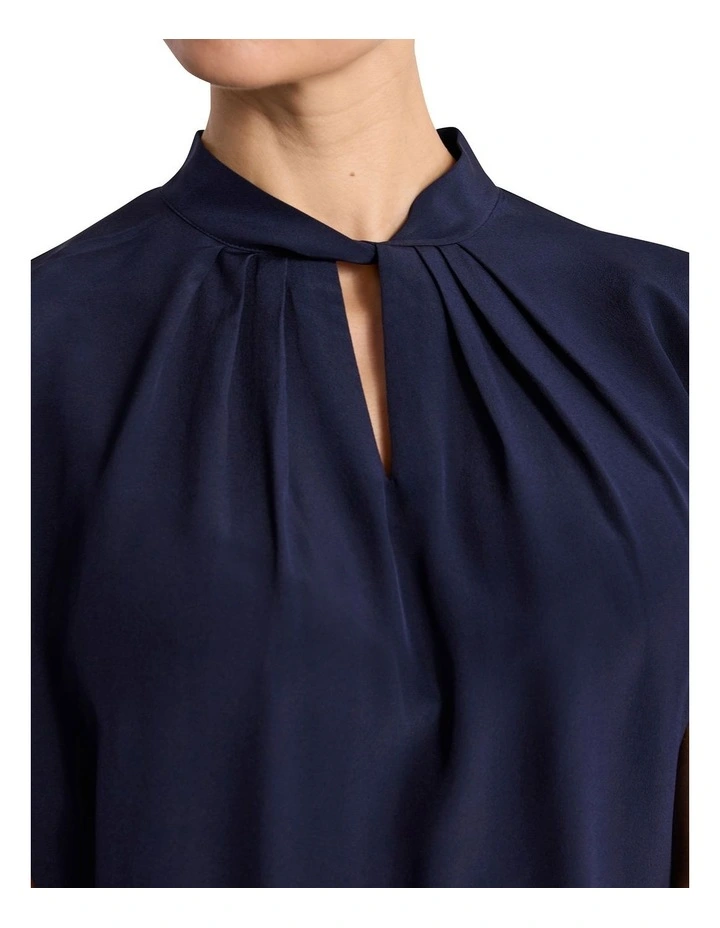 Sabrina Silk Mix Top in Navy image 3