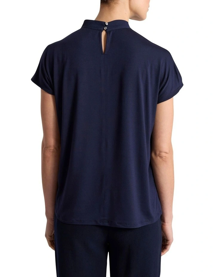 Sabrina Silk Mix Top in Navy image 4