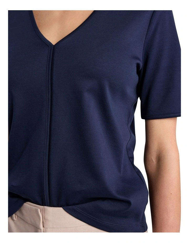 Jolyn Mercerised Cotton Tee in Navy image 3
