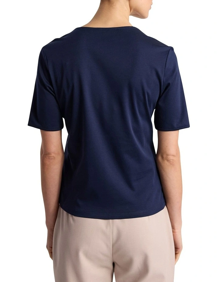 Jolyn Mercerised Cotton Tee in Navy image 4