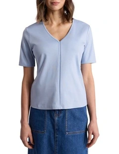 Jolyn Mercerised Cotton Tee in Thistle Blue