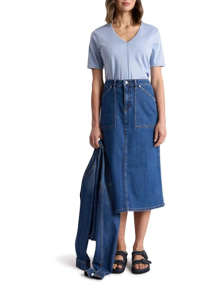 Jolyn Mercerised Cotton Tee in Thistle Blue image 2