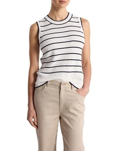 Arquette Knit Tank in Ivory Stripe
