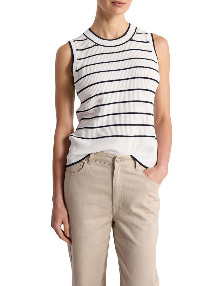 Arquette Knit Tank in Ivory Stripe image 1