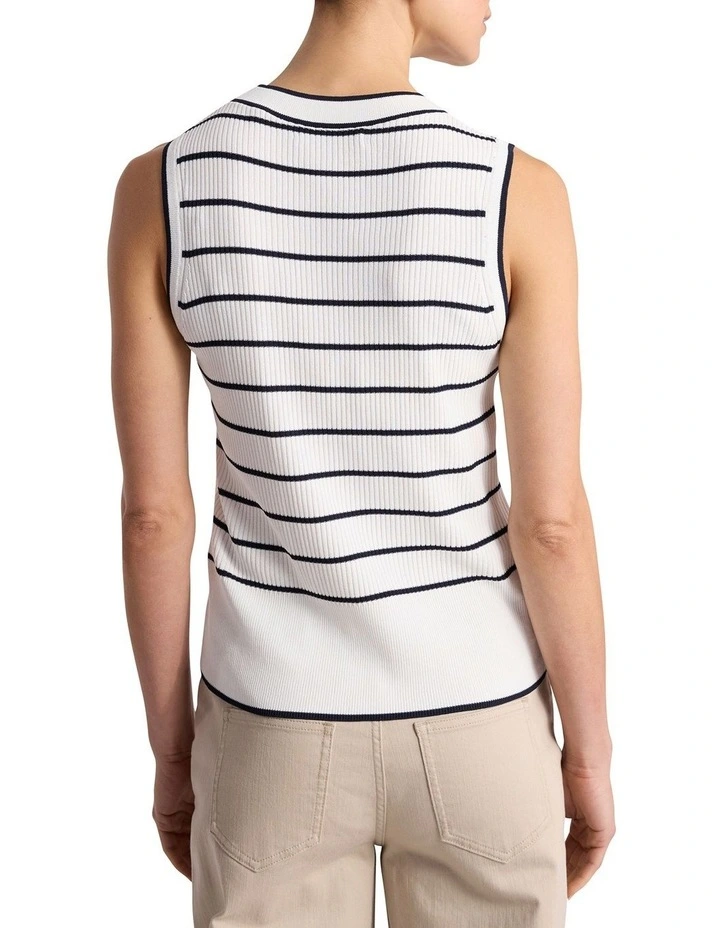 Arquette Knit Tank in Ivory Stripe image 4