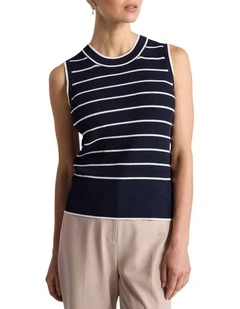 Arquette Knit Tank in Navy Stripe